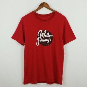 Mellow Johnny's Men's Small Red Black Cotton Crewneck Graphic Short Sleeve Tee